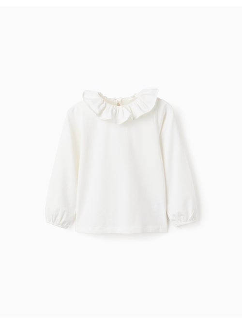 Camiseta de manga larga con cuello de volante - Kiabi