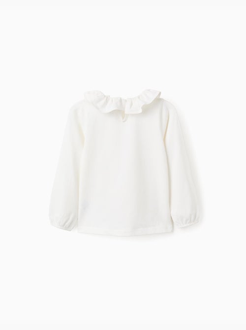 Camiseta de manga larga con cuello de volante - Kiabi