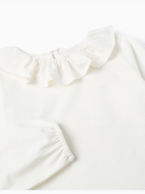 Camiseta de manga larga con cuello de volante - Kiabi