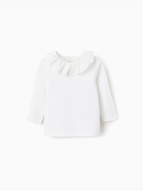 Camiseta de manga larga con cuello de volantes - Kiabi