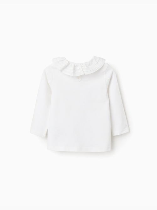 Camiseta de manga larga con cuello de volantes - Kiabi