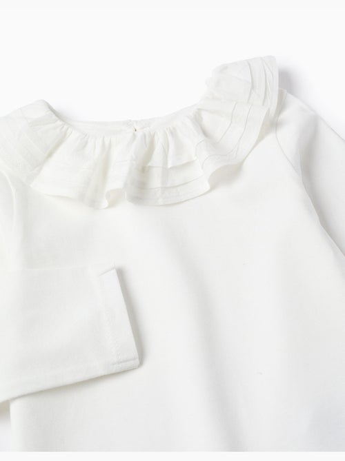 Camiseta de manga larga con cuello de volantes - Kiabi