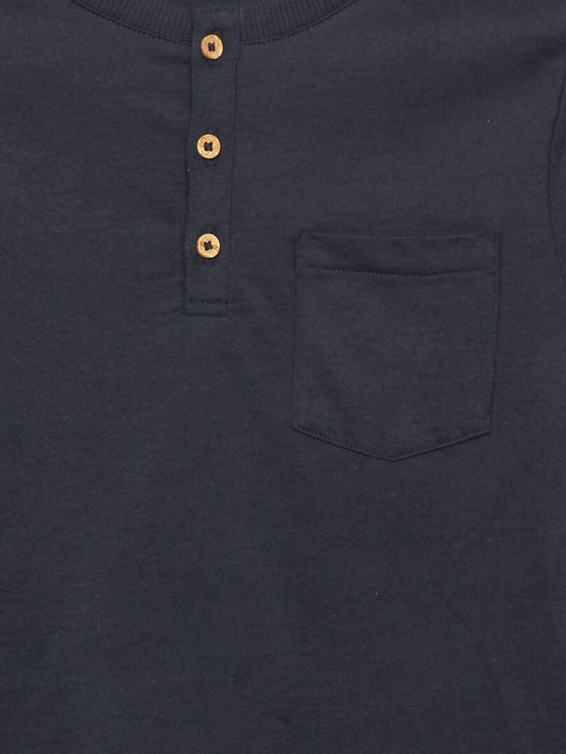 Camiseta de manga larga con cuello panadero azul - Kiabi