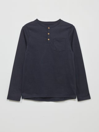 Camiseta de manga larga con cuello panadero