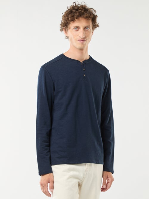 Camiseta de manga larga con cuello panadero - Kiabi