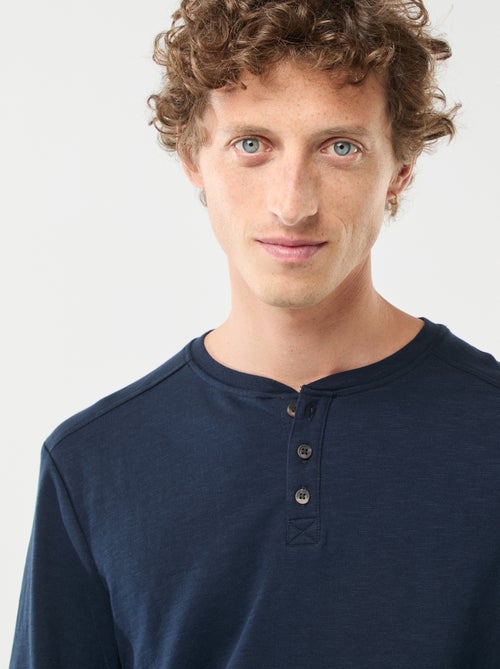 Camiseta de manga larga con cuello panadero - Kiabi