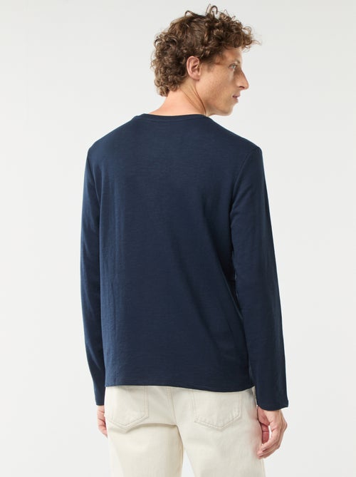 Camiseta de manga larga con cuello panadero - Kiabi