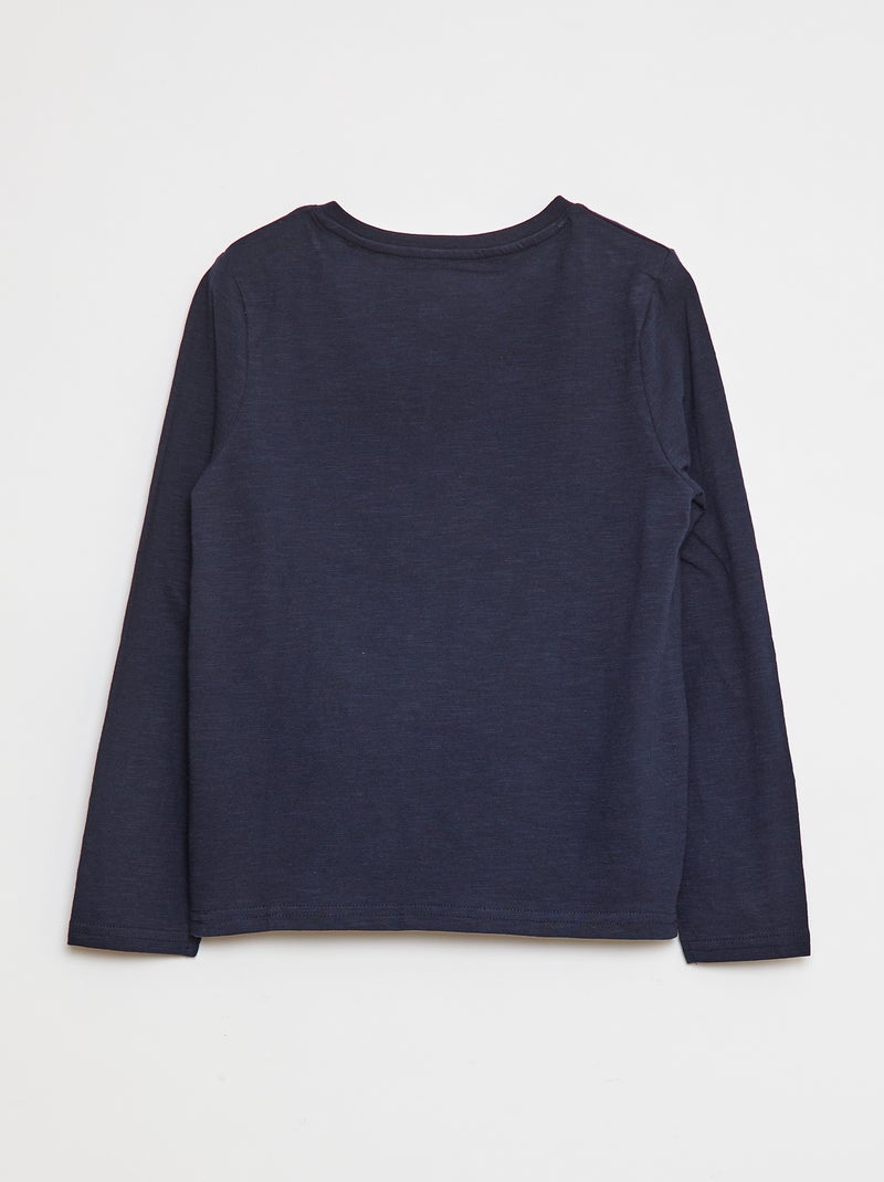 Camiseta de manga larga con cuello panadero azul - Kiabi