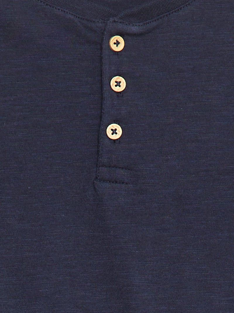 Camiseta de manga larga con cuello panadero azul - Kiabi