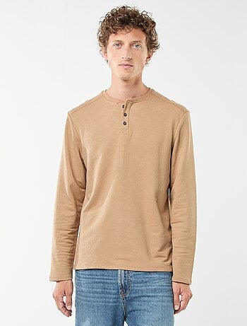 Camiseta de manga larga con cuello panadero