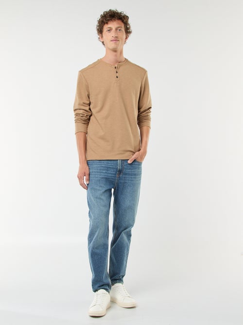 Camiseta de manga larga con cuello panadero - Kiabi