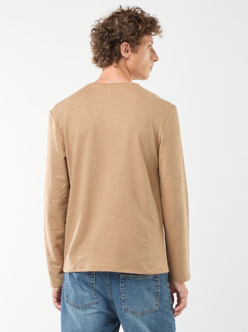 Camiseta de manga larga con cuello panadero - Kiabi