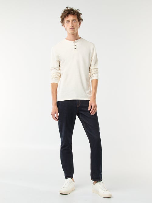 Camiseta de manga larga con cuello panadero - Kiabi