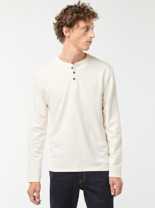 Camiseta de manga larga con cuello panadero - Kiabi