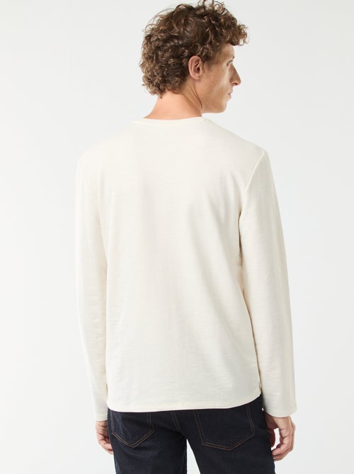 Camiseta de manga larga con cuello panadero - Kiabi