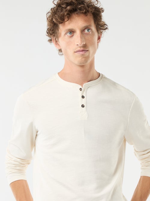 Camiseta de manga larga con cuello panadero - Kiabi