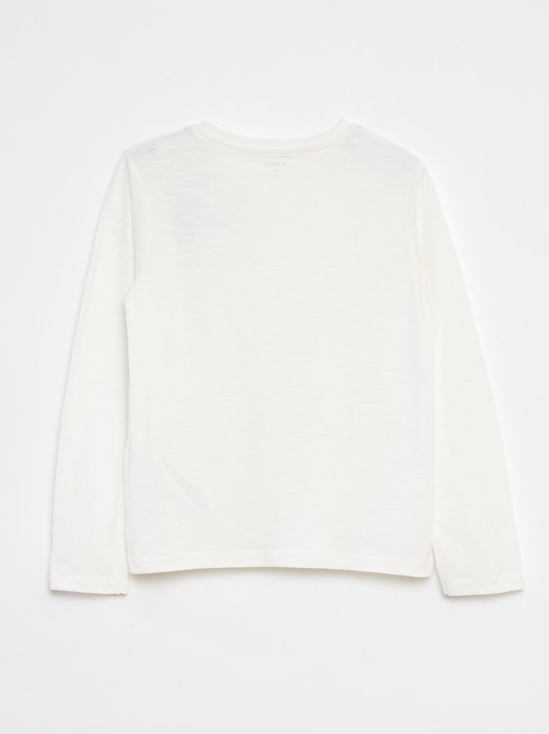 Camiseta de manga larga con cuello panadero Blanco - Kiabi