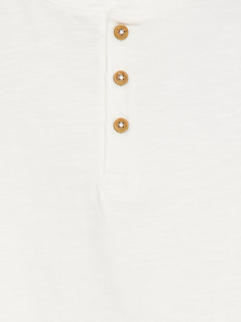 Camiseta de manga larga con cuello panadero Blanco - Kiabi