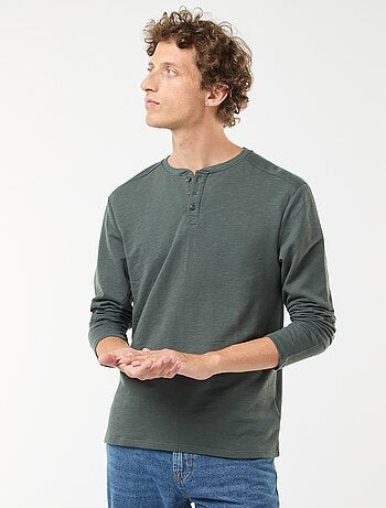 Camiseta de manga larga con cuello panadero