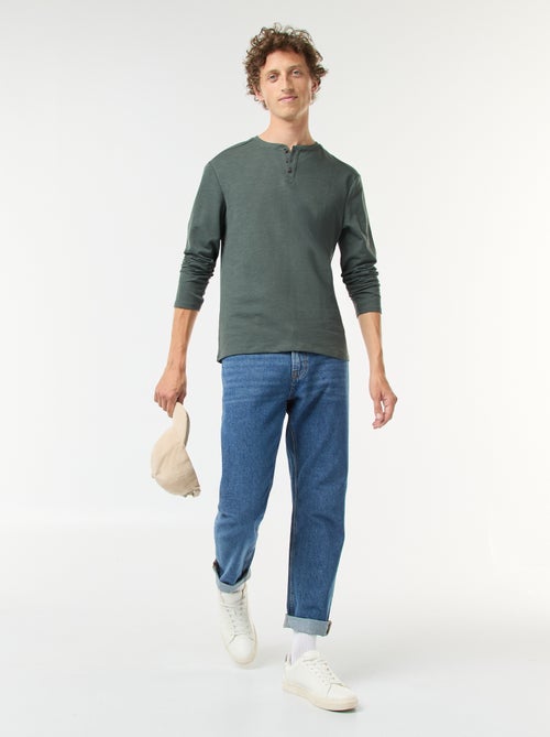 Camiseta de manga larga con cuello panadero - Kiabi