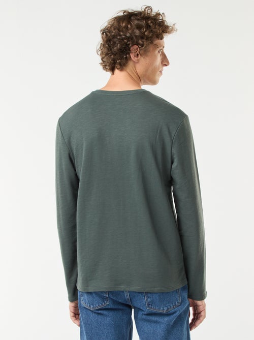 Camiseta de manga larga con cuello panadero - Kiabi