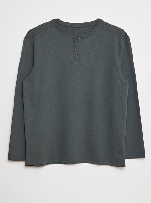 Camiseta de manga larga con cuello panadero - Kiabi