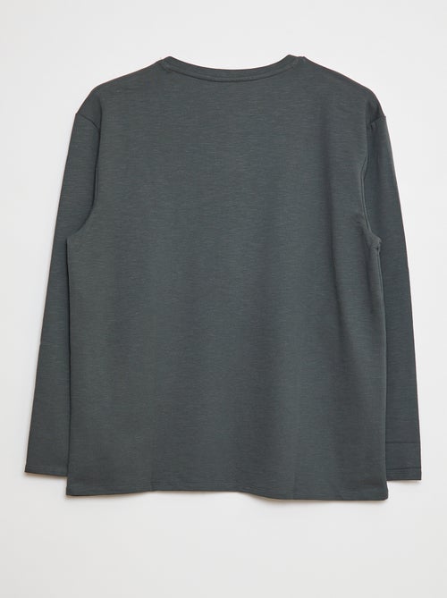 Camiseta de manga larga con cuello panadero - Kiabi