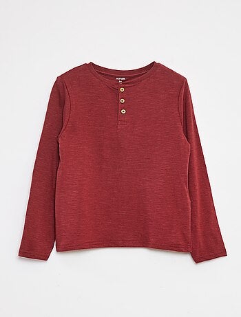 Camiseta de manga larga con cuello panadero