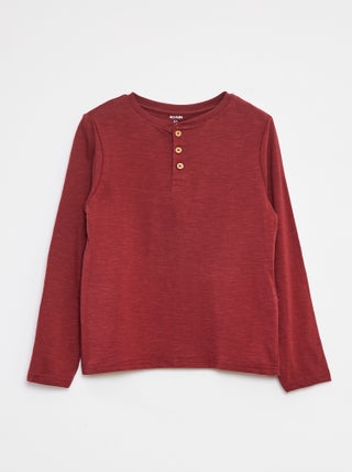 Camiseta de manga larga con cuello panadero