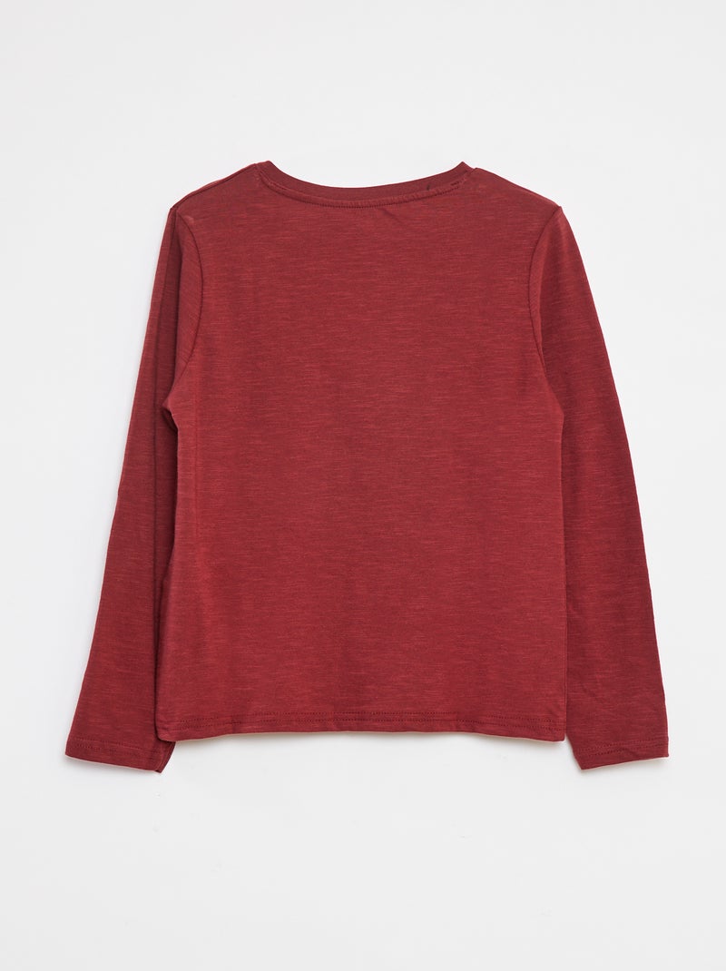 Camiseta de manga larga con cuello panadero Marron - Kiabi