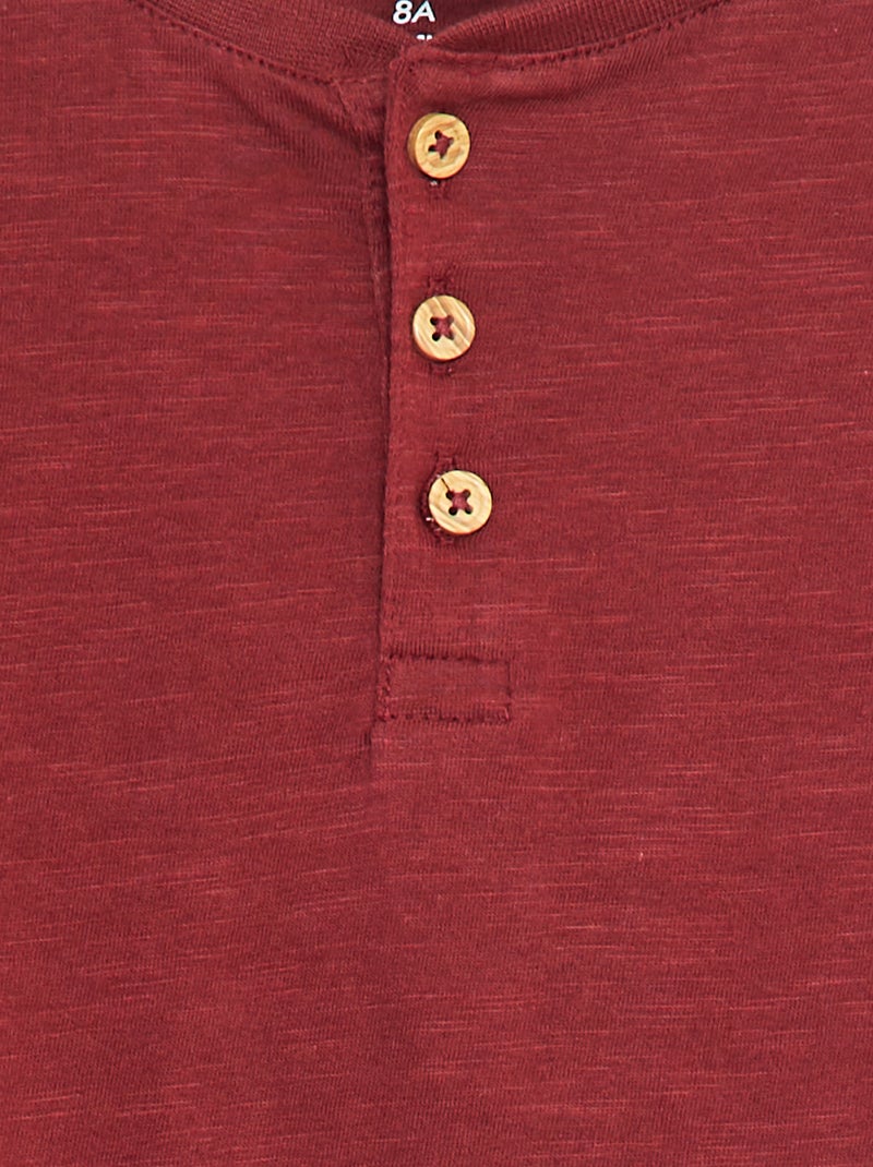 Camiseta de manga larga con cuello panadero Marron - Kiabi