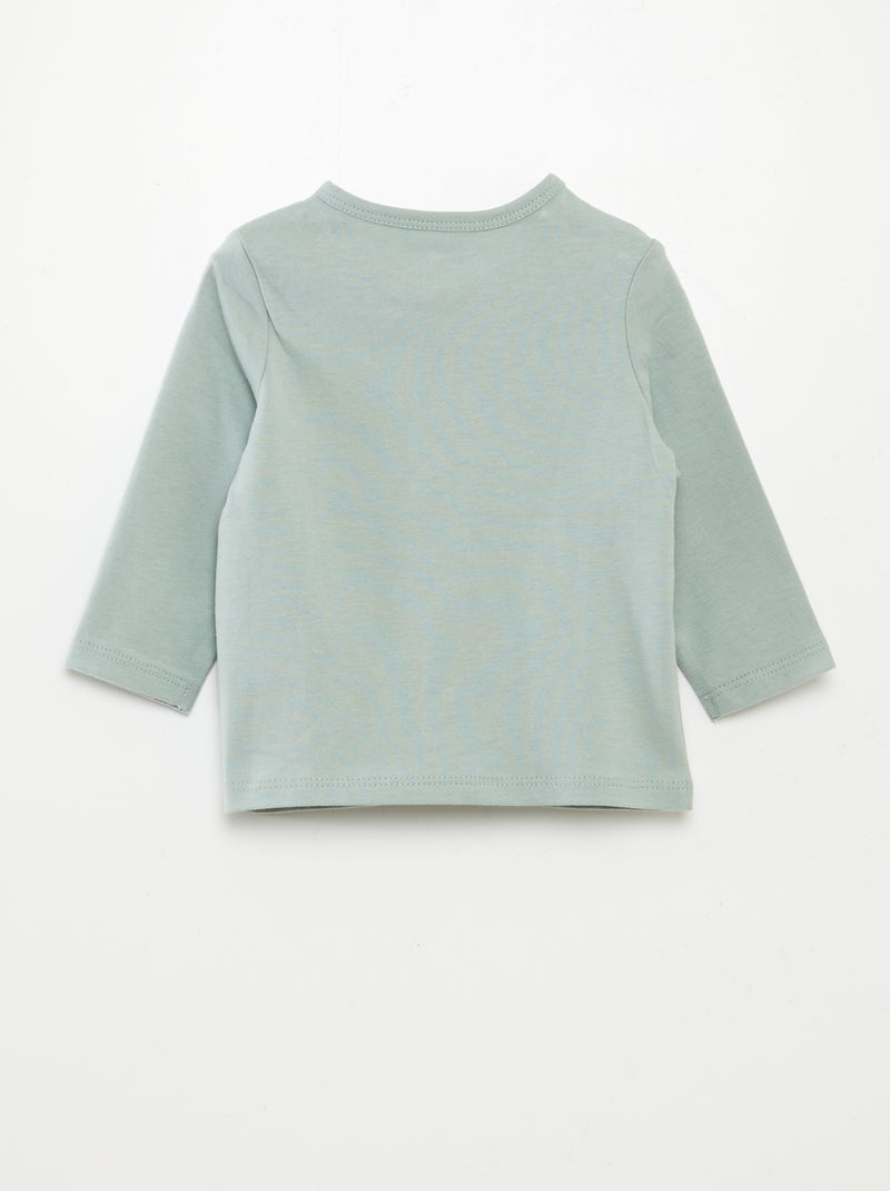 Camiseta de manga larga con cuello panadero VERDE - Kiabi