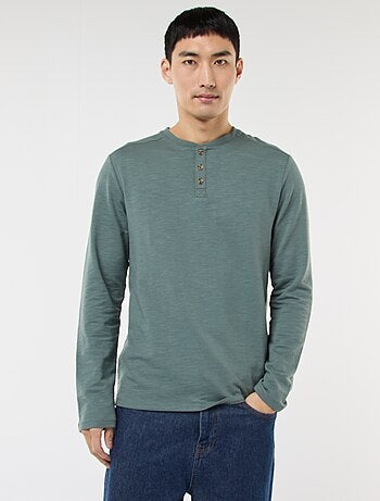 Camiseta de manga larga con cuello panadero