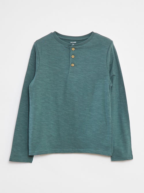 Camiseta de manga larga con cuello panadero - Kiabi