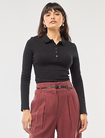 Camiseta de manga larga con cuello polo