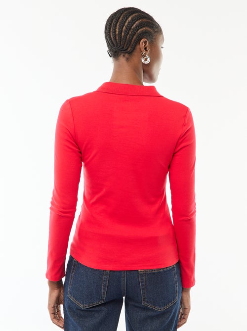 Camiseta de manga larga con cuello polo - Kiabi