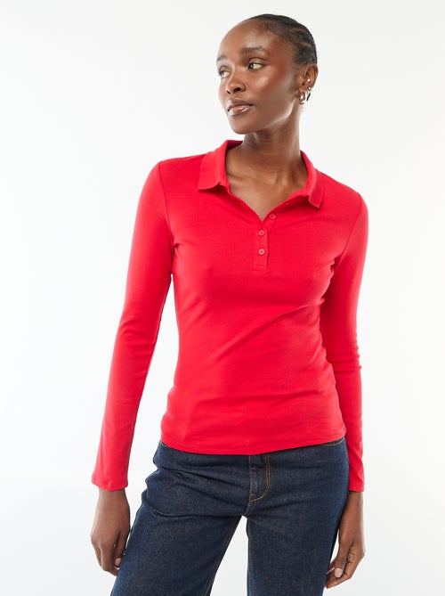Camiseta de manga larga con cuello polo - Kiabi