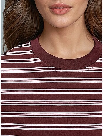Camiseta de manga larga con cuello redondo a rayas busem