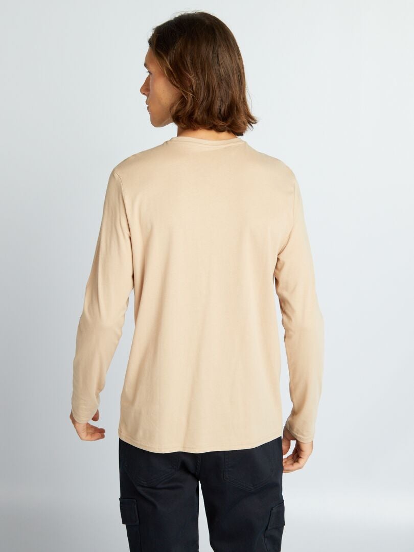 Camiseta de manga larga con cuello redondo AZUL - Kiabi
