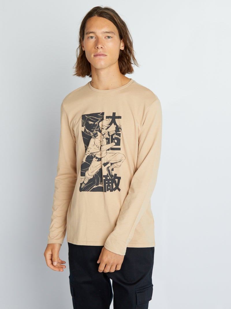 Camiseta de manga larga con cuello redondo AZUL - Kiabi