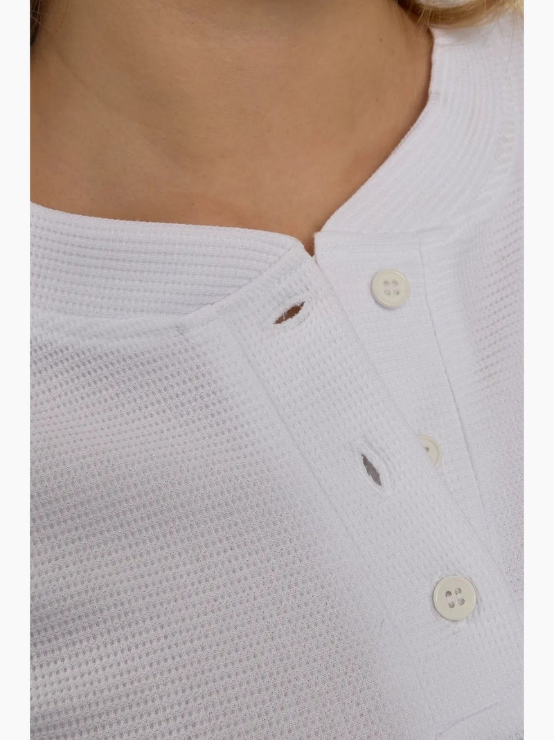 Camiseta de manga larga con cuello redondo y volantes hiccup Blanco - Kiabi