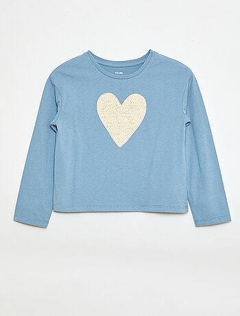 Camiseta de manga larga con diseño bordado en la parte delantera