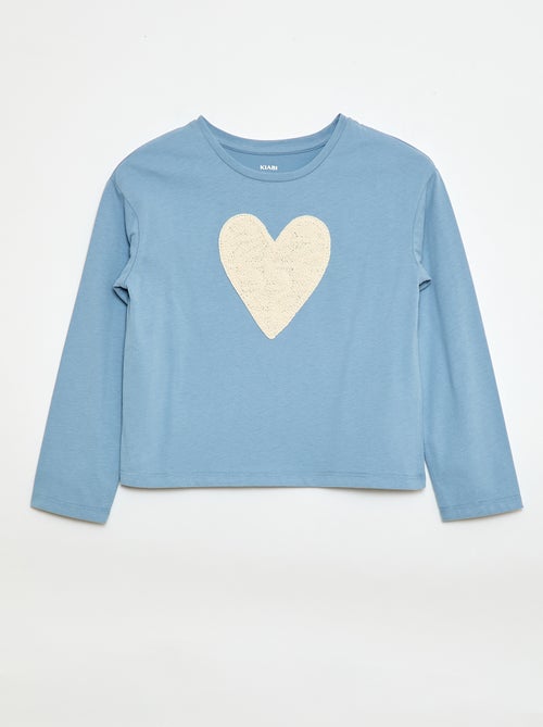 Camiseta de manga larga con diseño bordado en la parte delantera - Kiabi