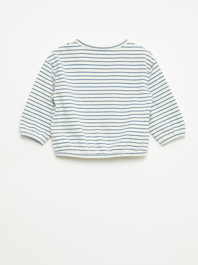 Camiseta de manga larga con diseño de rayas Blanco - Kiabi