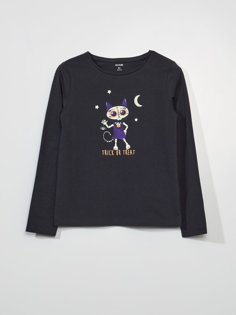 Camiseta de manga larga con estampado - Halloween GRIS - Kiabi