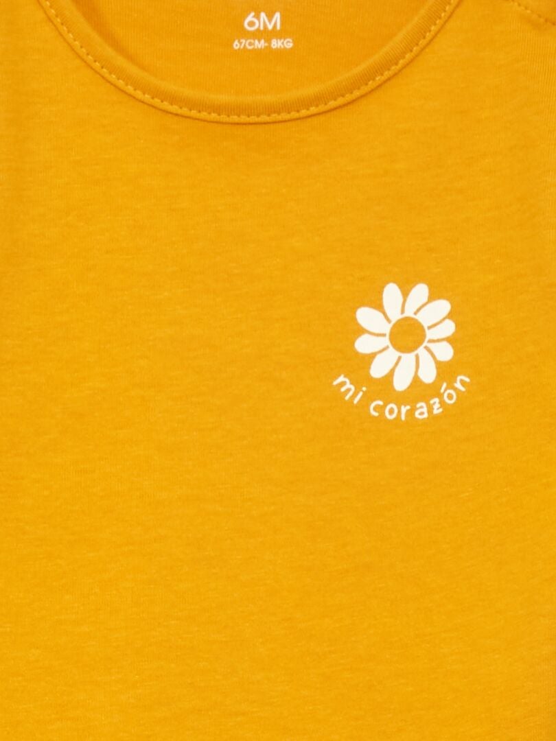 Camiseta de manga larga con estampado AMARILLO - Kiabi