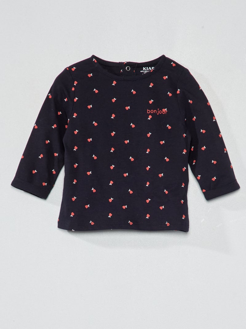 Camiseta de manga larga con estampado AZUL - Kiabi