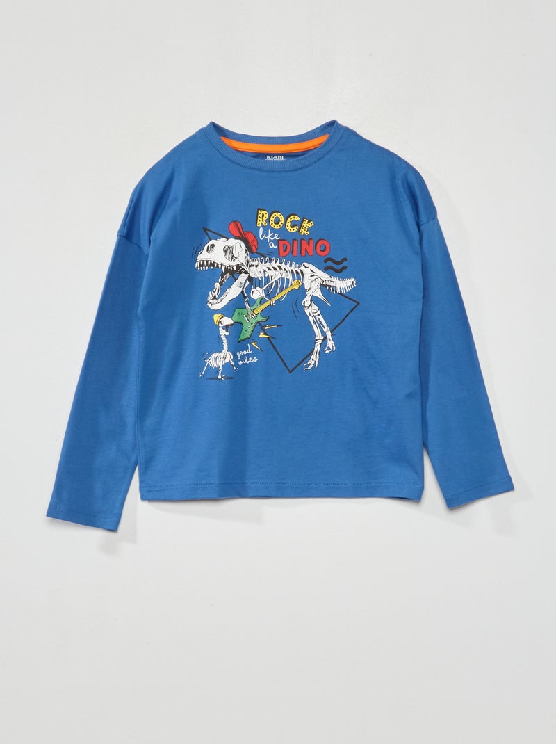 Camiseta de manga larga con estampado Azul - Kiabi