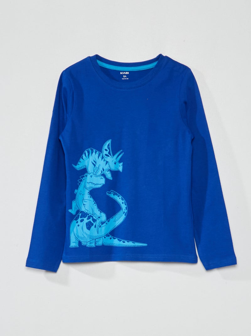 Camiseta de manga larga con estampado AZUL - Kiabi