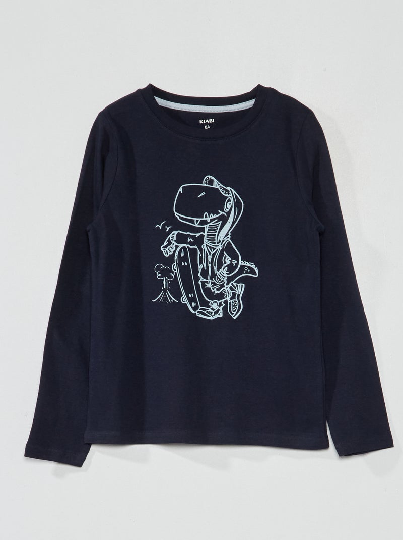 Camiseta de manga larga con estampado AZUL - Kiabi